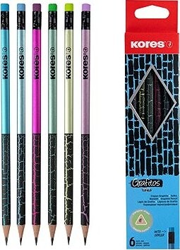KORES Grafitos Style Metalic Cracked HB, trojhranná - súprava 6 ks