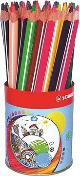 STABILO Trio thick – 38 ks plechová dóza – 12 rôznych farieb