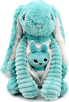 Les Déglingos Plyšový zajačik, mama s bábätkom, modrý