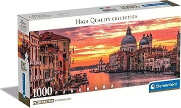 CLEMENTONI Panoramatické puzzle Kanál Grande Benátky 1000 dielikov