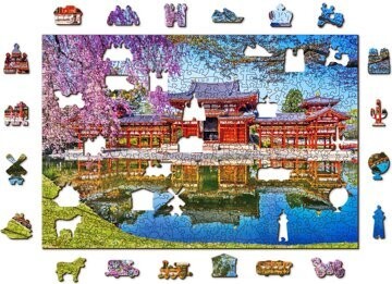 WOODEN CITY drevené puzzle - Chrám Byodo-in, Kjóto, Japonsko 505 dielikov