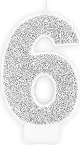Sviečka narodeninová, 7 cm, číslica „6