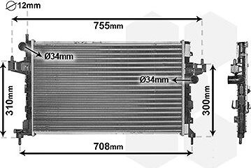 VAN WEZEL chladič, chladenie motora 37002380