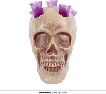 Dekorácia plastová lebka s panákmi – Halloween 20 cm