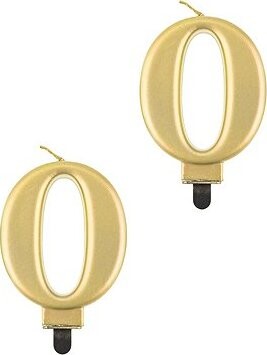 Godan Narodeninová sviečka na tortu – 0 – metalická zlatá – 8 cm – 2 ks