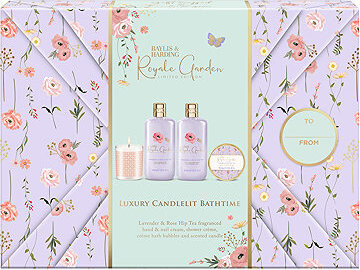 BAYLIS & HARDING sada so sviečkou Levanduľa & Šípkový čaj 650 ml