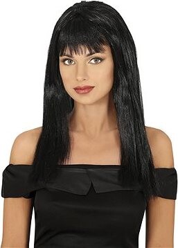 GUIRCA Čierna dámska parochňa dlhé vlasy s ofinou