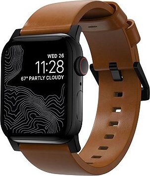 Nomad Modern Band English Tan Leather Black Hardware AW 46 mm/49 mm