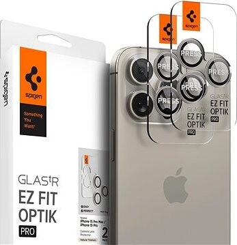Spigen Glass tR EZ Fit Optik Pro 2 Pack Nature Titanium iPhone 17 Pro/16 Pro/17 Pro Max/16 Pro Max