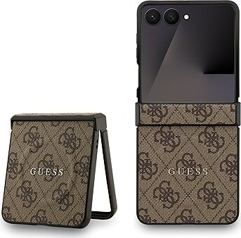 Guess PU Leather 4G Colored Ring Magnetic Zadný Kryt pre Samsung Galaxy Z Flip 7 Brown