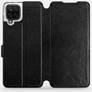 Flipové puzdro na mobil Samsung Galaxy A12 vo vyhotovení Black & Gray so sivým vnútrom