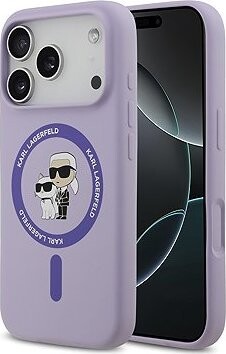 Karl Lagerfeld Liquid Silicone Karl and Choupette MagSafe Zadný Kryt pre iPhone 17 Pro Purple