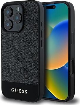Guess PU 4G Stripe Zadný Kryt pre iPhone 16 Pro Max Grey