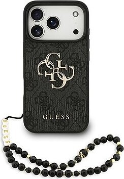Guess PU 4G Metal Logo Strap Zadný Kryt pre iPhone 17 Pro Black