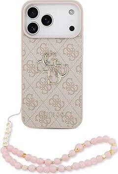 Guess PU 4G Metal Logo Strap Zadný Kryt pre iPhone 17 Pro Max Pink