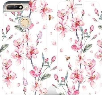 Flipové puzdro na mobil Huawei Y6 Prime 2018 – M124S Ružové kvety