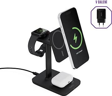 Spello 3in1 bezdrôtová nabíjacia stanica s podporou MagSafe – čierna