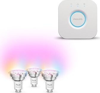 Philips Hue Bridge 2.0 + Philips Hue Essential White and Color Ambiance 4,7 W 345 GU10 3 ks