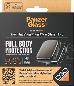 PanzerGlass Apple Watch 9/8/7 41 mm ochranný kryt s D30 (čierny rámček)