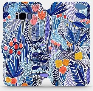 Mobiwear Flip puzdro na mobil Samsung Galaxy S8 – MP03P Modrá kvetena