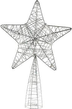 DECOLED Vianočná dekorácia – hviezda na špičku stromu, strieborná, 24 × 36 cm