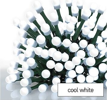 EMOS LED vianočná cherry reťaz – guľôčky, 48 m, vonkajšia aj vnútorná, studená biela, programy, časovač