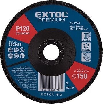 EXTOL PREMIUM kotúč lamelový šikmý korundový, priemer 150 mm, P120, 8803486