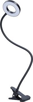 Solight LED stmievateľná stolná lampička s klipsom, USB, čierna