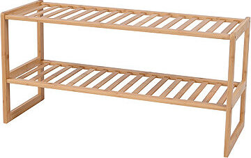 Skrinka na topánky B010, 2 police, masív bambus, prírodný odtieň
