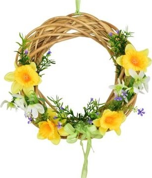 DOMMIO Prútený venček so žltými narcismi