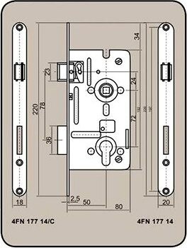 Zámok stavebný 8072/50 V, pravý
