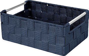 Compactor Úložný košík s kovovými držadlami Stan, tkané pásky, modrý S