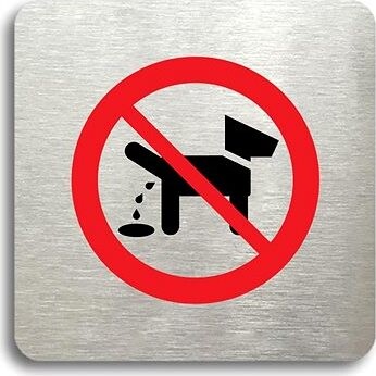 Accept Piktogram " zákaz venčenia zvierat" (80 × 80 mm) (strieborná tabuľka - farebná tlač