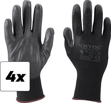 EXTOL PREMIUM Rukavice z polyesteru polomáčané v PU, čierne, veľkosť 9