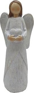 GOBA Vianočná dekorácia – keramický anjel biely, so srdcom, 25 cm