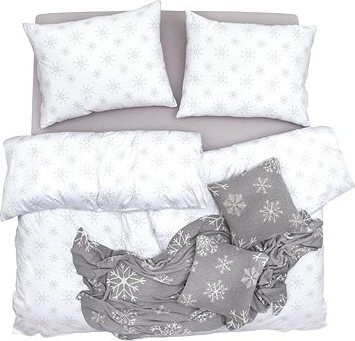 SCANquilt obliečky SATÉN PLUS vločky bielosivá 140 × 200/70 × 90 cm