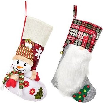 DOMMIO Punčocha se sněhulákem a se skřítkem 44 × 25 cm, 2 ks