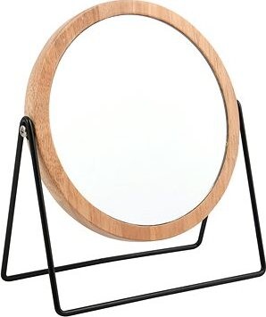 MSV kozmetické zväčšovacie zrkadlo Satchi, čierne, oceľ, bambus