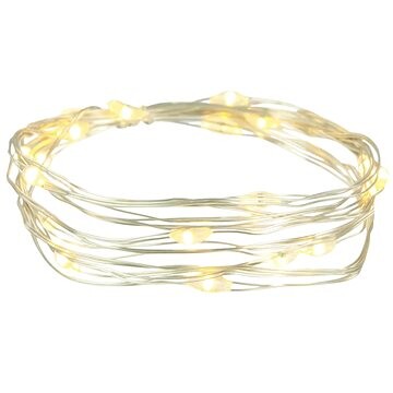 LAALU LED drôtik strieborný TEPLÁ BIELA 2 m, s časovačom