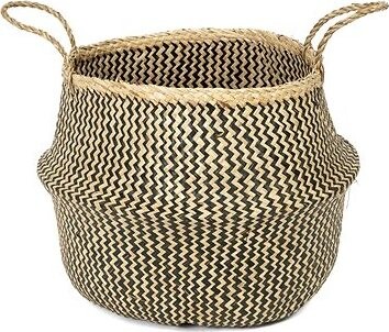 Compactor pletený úložný košík Belly L, morská tráva prírodná s čiernou