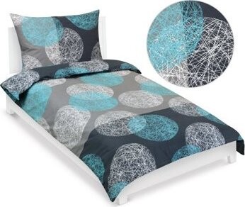 BELLATEX Obliečky bavlna 90/564 tyrkysovo-sivé gule 140 × 220, 70 × 90