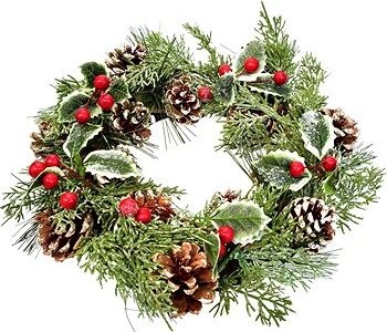 DOMMIO Vianočný veniec – šiškový s cezmínou, 26 cm