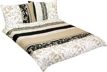 BELLATEX Obliečky bavlna F 90/927 béžové lístky 1 ks 180 × 200, 2 ks 70 × 90 cm