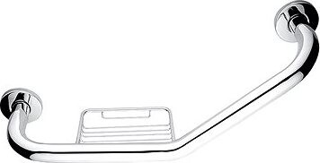 Nimco Držadlo do kúpeľne a WC – 433 x 25 mm nehrdzavejúca oceľ lomené s mydlovničkou nosnosť 120 kg BM-7035LZ-18