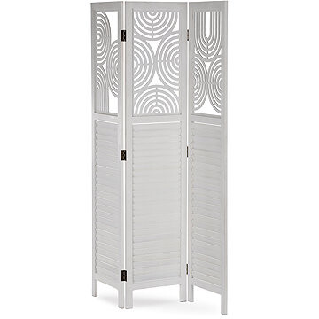 Paraván drevený 3 dielny, masív smrek, biely