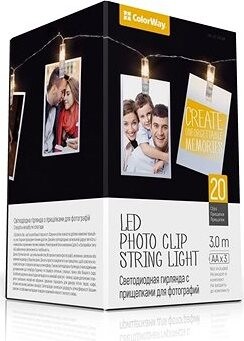 ColorWay CW-LCP-20L30B, Párty fotokolíčky, 20× LED, 3 m, 3× AA
