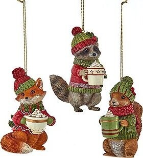Kurt Adler Vánoční ozdoba lesní zvířátka se šálou 1 kus