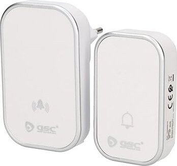 Garsaco Domový bezdrôtový zvonček Halale 1 tlačidlo na batériu a 1 prijímač, biely