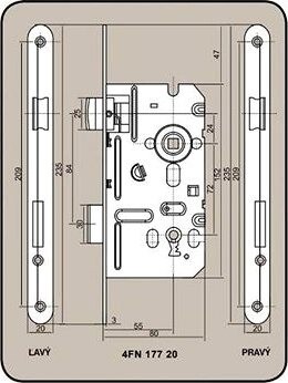 Zámok stavebný 8072/55 K, ľavý