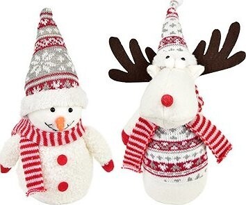 DOMMIO Postavičky sněhulák a sob se šálou 28 cm, 2 ks